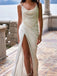 Simple White Mermaid Spaghetti Strap Backless Fashion Prom Dresses,ZX147