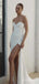 Simple White Strapless Side Slit Appliqued Mermaid Fashion Wedding Dresses,HS74