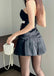 Simple Elegant Black Ruffle Strapless Mini Homecoming Dresses, HM76