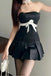 Simple Elegant Black Ruffle Strapless Mini Homecoming Dresses, HM76