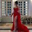 Gorgeous Red Mermaid Side Slit Long Prom Dress Ideas, Evening Party Dresses,ZX456