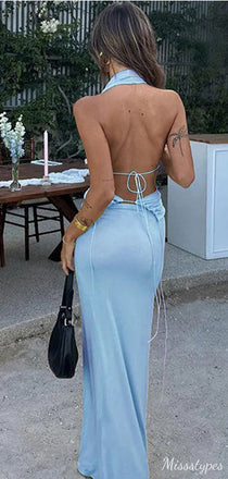 Sexy Halter Deep V-neck Backless Mermaid Long Prom Dress Ideas, Evening Party Dresses,ZX681