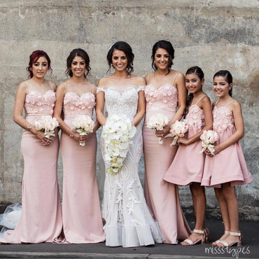 Cute Pale Pink Appliqued Sweetheart Long Bridesmaid Dresses Online, BL85