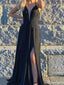 Sexy Halter Deep V-neck A-line Long Prom Dress Ideas, Evening Party Dresses,ZX682