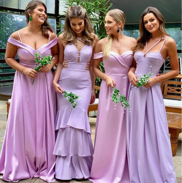 Mismatched Lilac&Pink Beautiful Cheap Sexy Mermaid Long Bridesmaid Dresses Online, BL134
