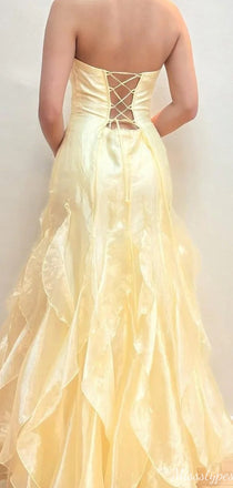 Elegant Straight Across Strapless Sheath Long Prom Dress Ideas, Evening Party Dresses,ZX683