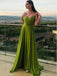 Sexy Dark-Green V-Neck Spaghetti Strap With Trailing Long Prom Evening Dress,ZX294