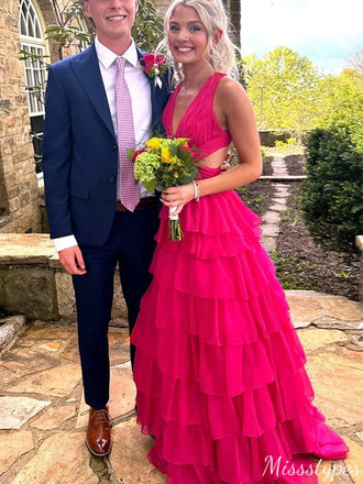 Gorgeous V-neck Cirss-Cross A-line Long Prom Dress Ideas, Evening Party Dresses,ZX684