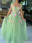 Elegant Scoop Spaghetti Strap A-line Long Prom Dress Ideas, Evening Party Dresses,ZX687