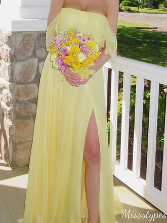Gorgeous Straight Across Off-shoulder A-line Long Prom Dress Ideas, Evening Party Dresses,ZX689