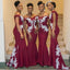 Women Sexy Red Appliqued Mermaid Floor-Length Bridesmaid Dresses Online, BL170