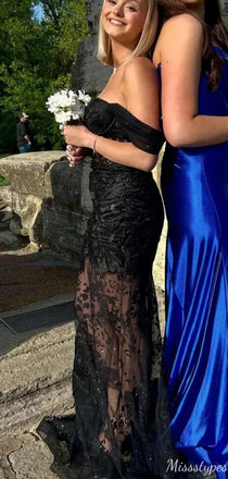 Sexy Sweetheart Off-shoulder Lace Mermaid Long Prom Dress Ideas, Evening Party Dresses,ZX691