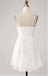 White Simple Spaghetti Strap Mini Homecoming Dresses, HM86