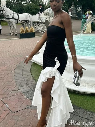 Formal Straight Across Strapless Mermaid Long Prom Dress Ideas, Evening Party Dresses,ZX695