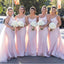 Appliqued Pink Pretty Spaghetti Strap Mermaid Long Bridesmaid Dresses Online, BL78