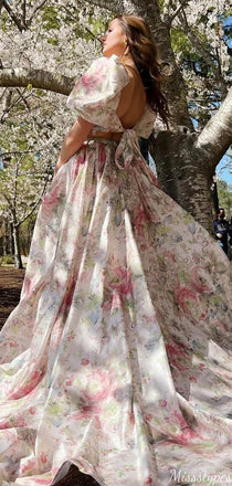 Casual Two Piece Sweetheart A-line Long Prom Dress Ideas, Evening Party Dresses,ZX696