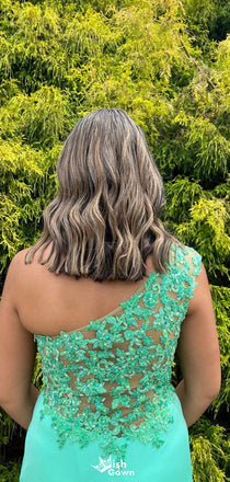 Elegant One-shoulder Lace Mermaid Long Prom Dress Ideas, Evening Party Dresses,ZX699