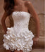 White Flower Luxurious Beading Strapless Herringbone Women Mini Party Homecoming Dresses,HM224