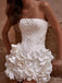 White Flower Luxurious Beading Strapless Herringbone Women Mini Party Homecoming Dresses,HM224