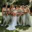 Elegant Green One Shoulder Soft Long Women Bridesmaid Dresses Online, BL120