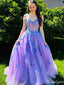 Gorgeous Spaghetti Strap A-line Long Prom Dress Ideas, Evening Party Dresses,ZX702