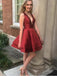 Appealing Burgundy V-Neck Spaghetti Strap A-Line Mini New Arrival Homecoming Dresses,HM181