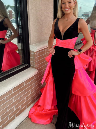 Formal V-neck Unique Mermaid Long Prom Dress Ideas, Evening Party Dresses,ZX703