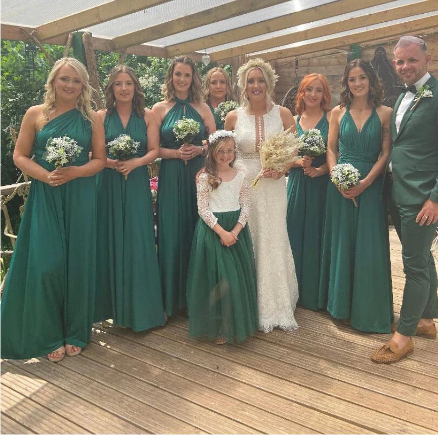 Glamorous Emerald A-Line Spaghetti Strap Floor-Length Bridesmaid Dresses Online, BL177