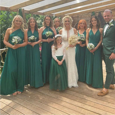 Glamorous Emerald A-Line Spaghetti Strap Floor-Length Bridesmaid Dresses Online, BL177