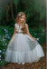 Beautiful Jewel White Tulle A-Line Princess Cute Little Flower Girl Dresses, ET61