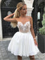 White Beautiful Spaghetti Strap Beaded A-Line Women Mini Party Homecoming Dresses,HM213