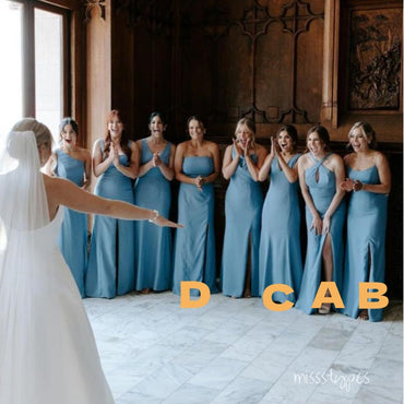 Mismatched Blue Long Satin Charming Long Women Bridesmaid Dresses Online, BL107