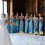 Mismatched Blue Long Satin Charming Long Women Bridesmaid Dresses Online, BL107