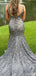 Unique V-neck Mermaid Long Prom Dress Ideas, Evening Party Dresses,ZX706