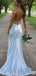 Elegant V-neck Spaghetti Strap Backless Mermaid Long Prom Dress Ideas, Evening Party Dresses,ZX707