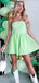 Strapless Mint-Green Pretty A-Line Short Party Homecoming Dresses,HM192