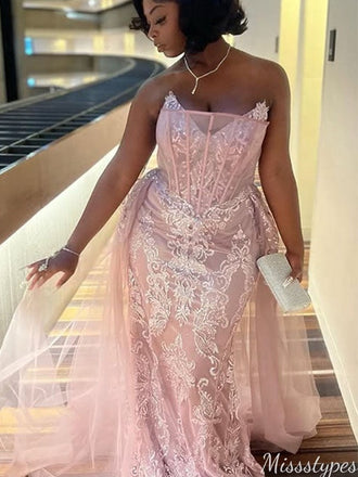Elegant V-neck Strapless Mermaid Long Prom Dress Ideas, Evening Party Dresses,ZX709