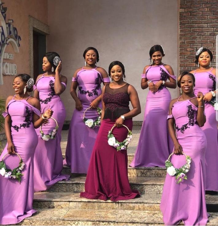 Purple Round-Neck Simple Mermaid Long Bridesmaid Dresses Online, BL129