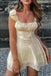 Pretty Champagne Square Cap Shoulder Bodycon Women Mini Party Homecoming Dresses,HM264