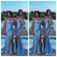 Charming Blue Off Shoulder Spaghetti Strap Mermaid Floor-Length Bridesmaid Dresses Online, BL14