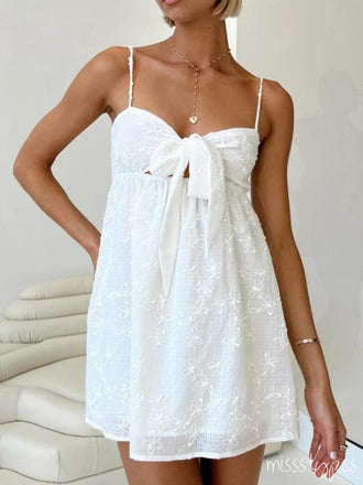 Spaghetti Strap White Sexy Mini Homecoming Dresses, HM90