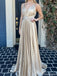 Elegant V-neck Spaghetti Strap A-line Long Prom Dress Ideas, Evening Party Dresses,ZX715