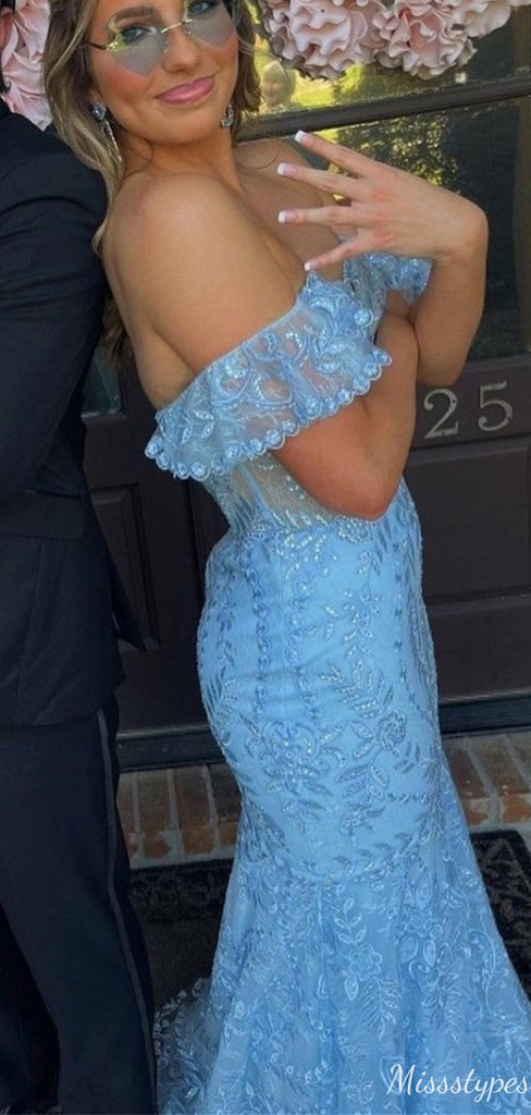 Gorgeous Sweetheart Off-shoulder Mermaid Long Prom Dress Ideas, Evening Party Dresses,ZX716