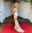 Women Champagne Alluring Word Shoulder Mermaid Long Prom Evening Dress,ZX365