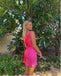 Rose Pink One Shoulder Sexy Women Mini Party Homecoming Dresses,HM286