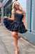 New Arrival Sexy Black Strapless Ruffle Women Mini Party Homecoming Dresses,HM266