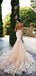 Women Champagne Off Shoulder Lace Appliqued With Tail Mermaid Wedding Dresses HS26