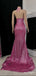 Asymmetrical Bodycon Purple Halter Sleeveless Long Popular Mermaid Prom Dresses,ZX114