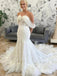 White Gorgeous Appliqued Lace With Trailing Off Shoulder Mermaid Fashion Wedding Dresses,HS87