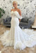 White Gorgeous Appliqued Lace With Trailing Off Shoulder Mermaid Fashion Wedding Dresses,HS87